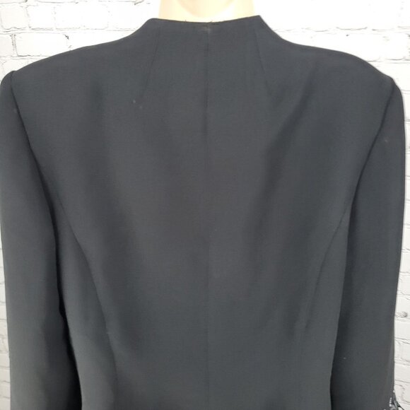 Serafina Black Open Rhinestone Ruffle Cuff Shoulder Pads Lined Jacket Size 14 - Picture 9 of 12